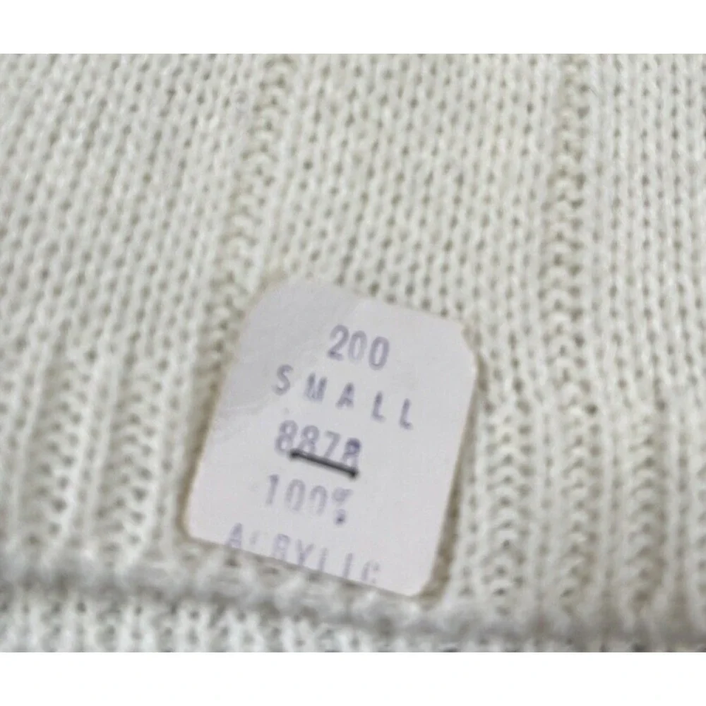True Vintage 60s Saks Fifth Ave Cream Ribbed Turtleneck Sweater S Union Made USA